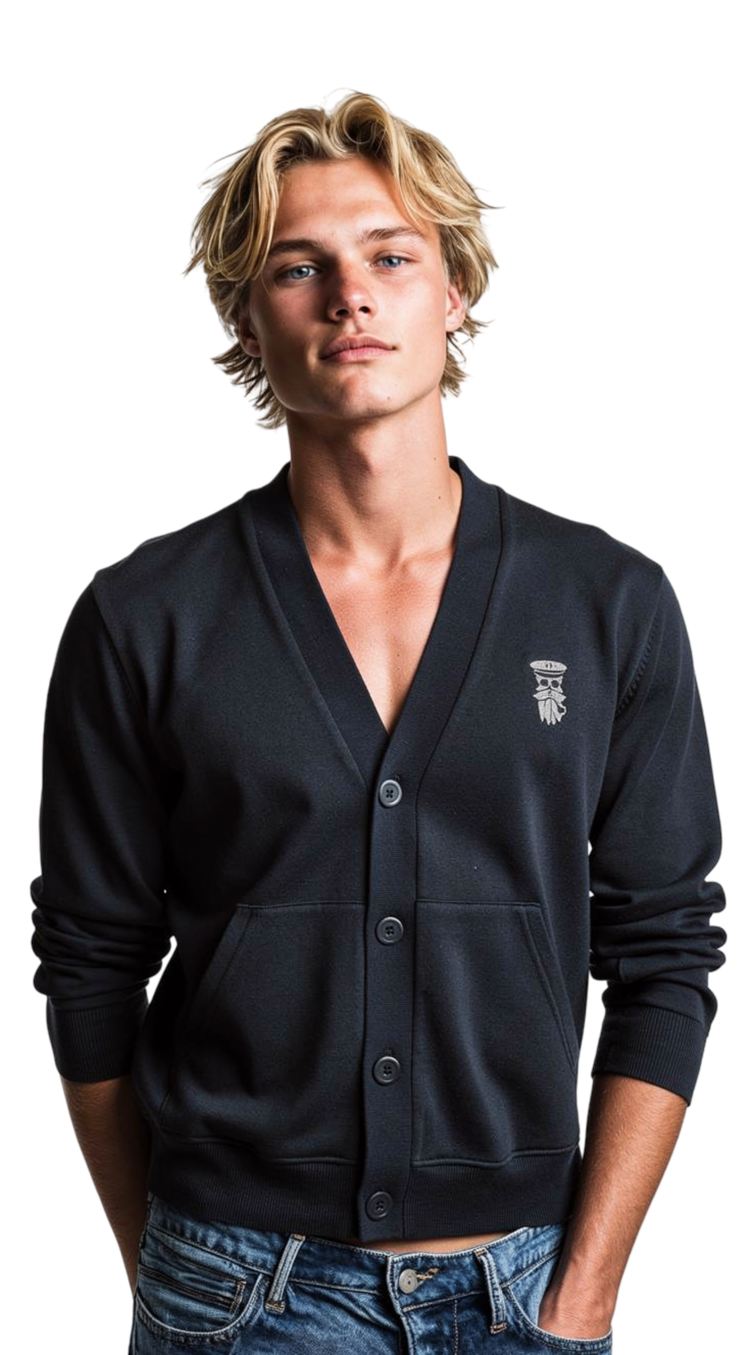 Hipster Seemann Cardigan Jacke schwarz