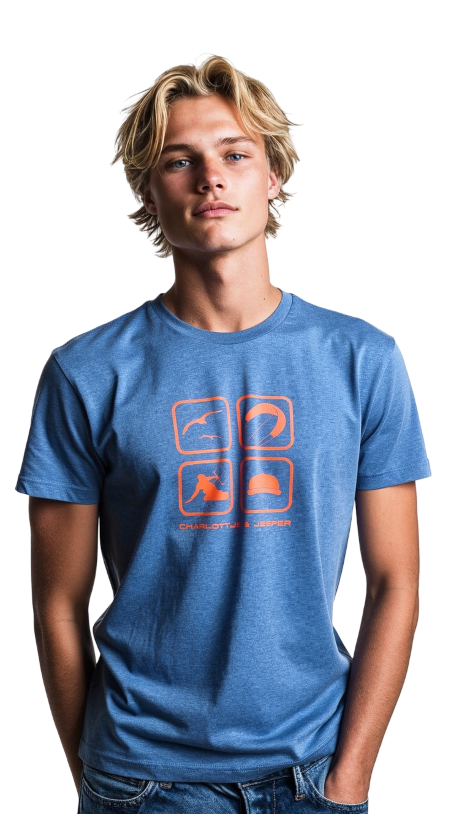 4 Motiv Kite blau meliert