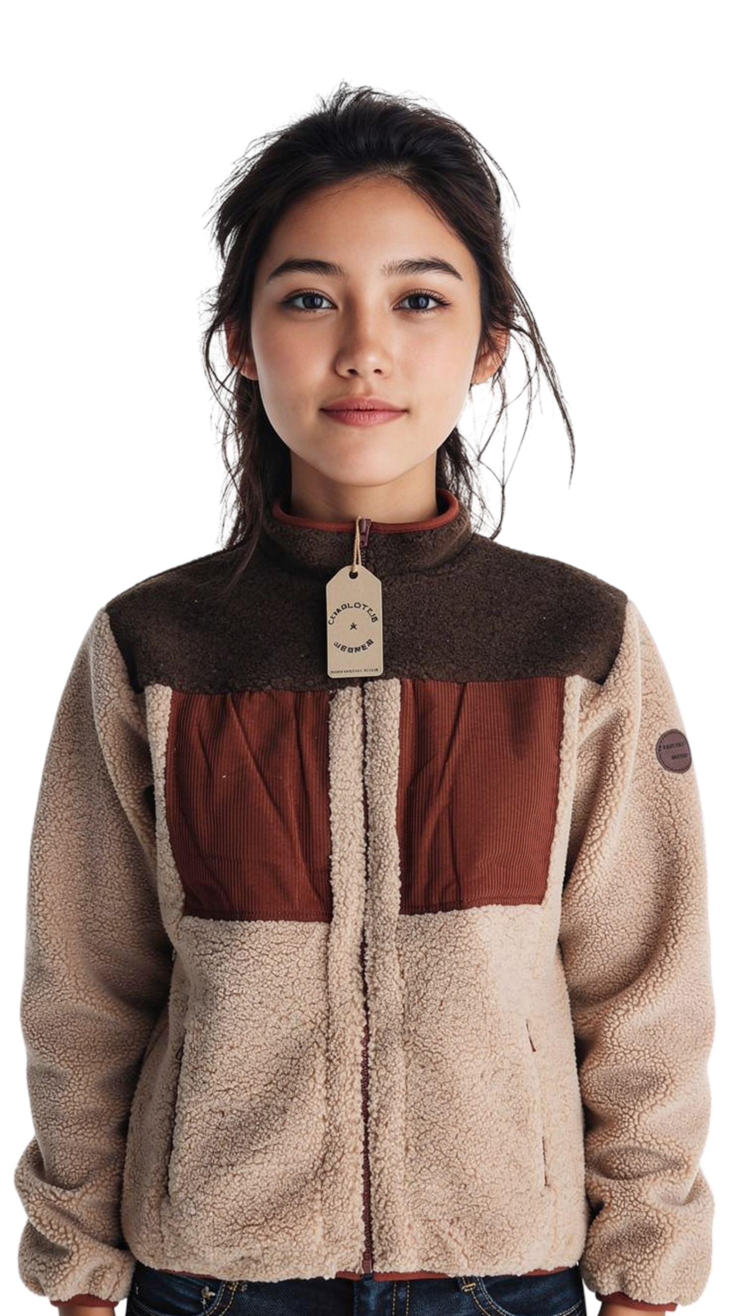 Multicolour Fleecejacke beige