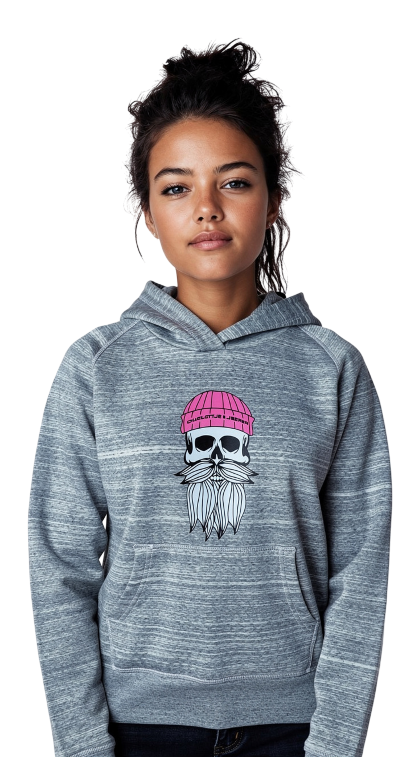 Hipster Seemann Kapuzenpulli Neon grau meliert