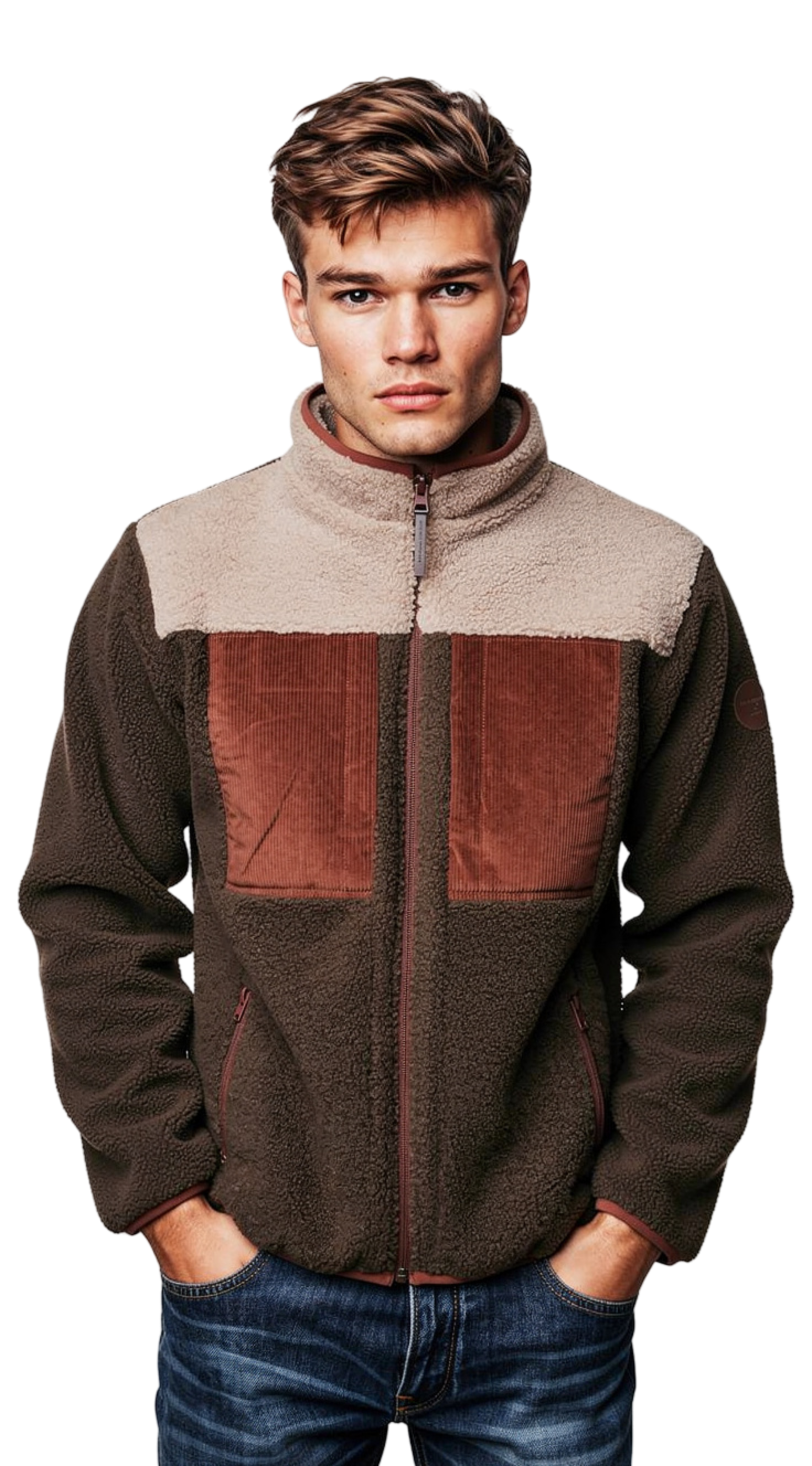 Multicolour Fleecejacke olive