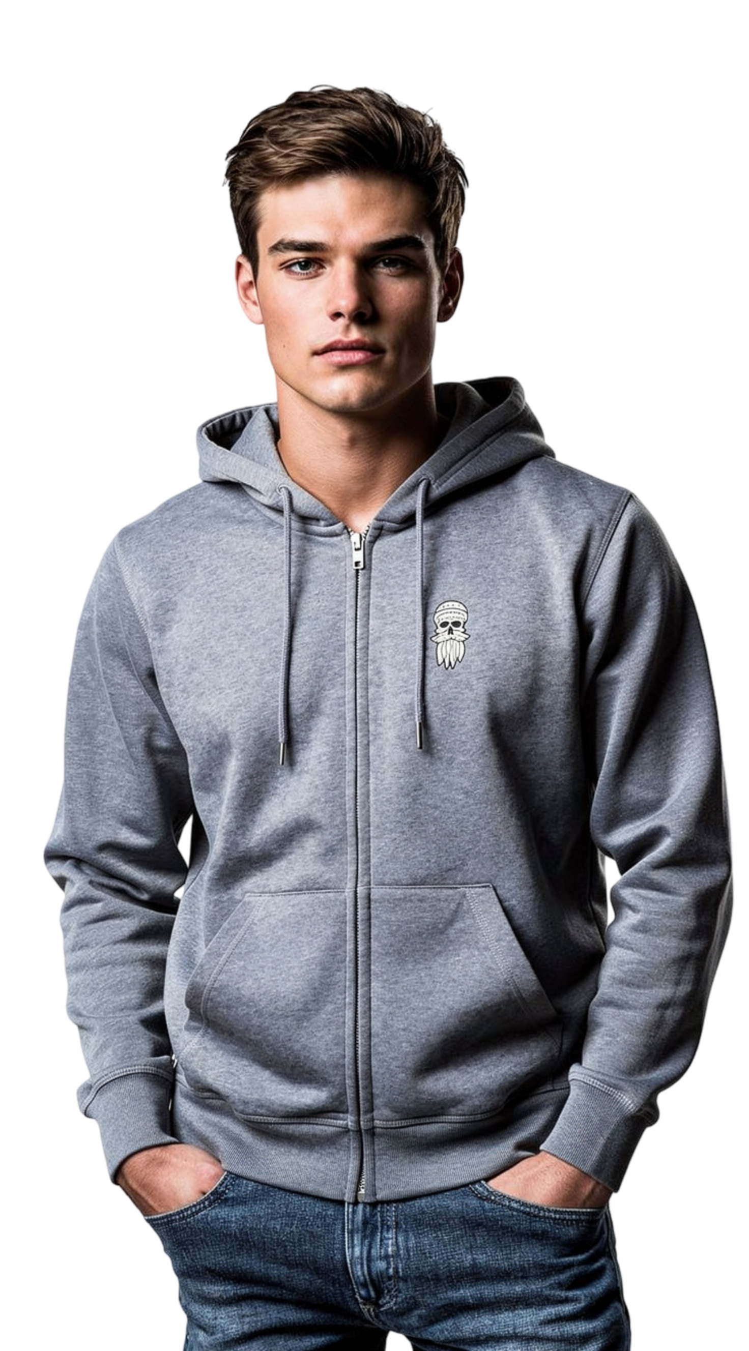 Hipster Seemann Zip Jacke blau meliert