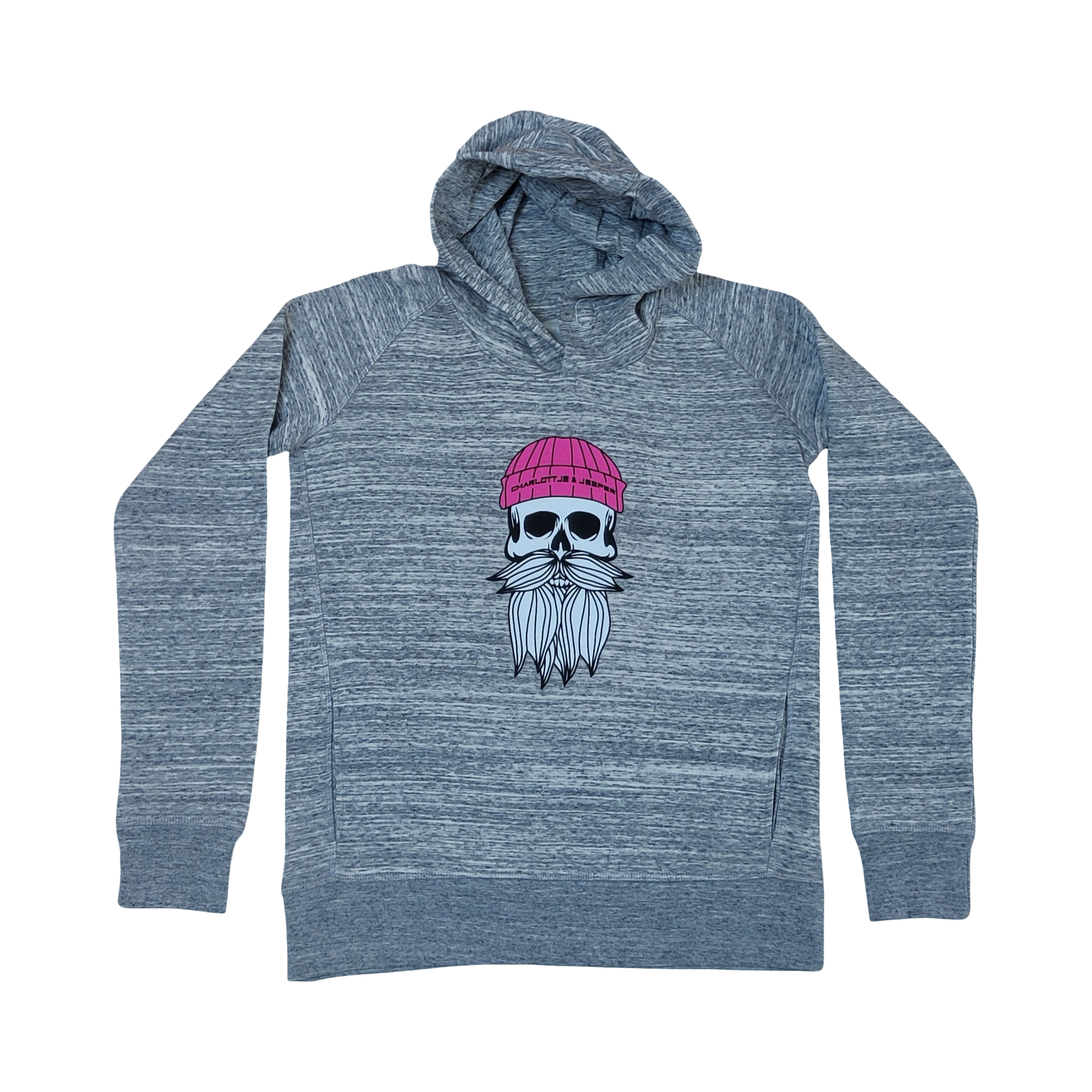 Hipster Seemann Kapuzenpulli Neon grau meliert