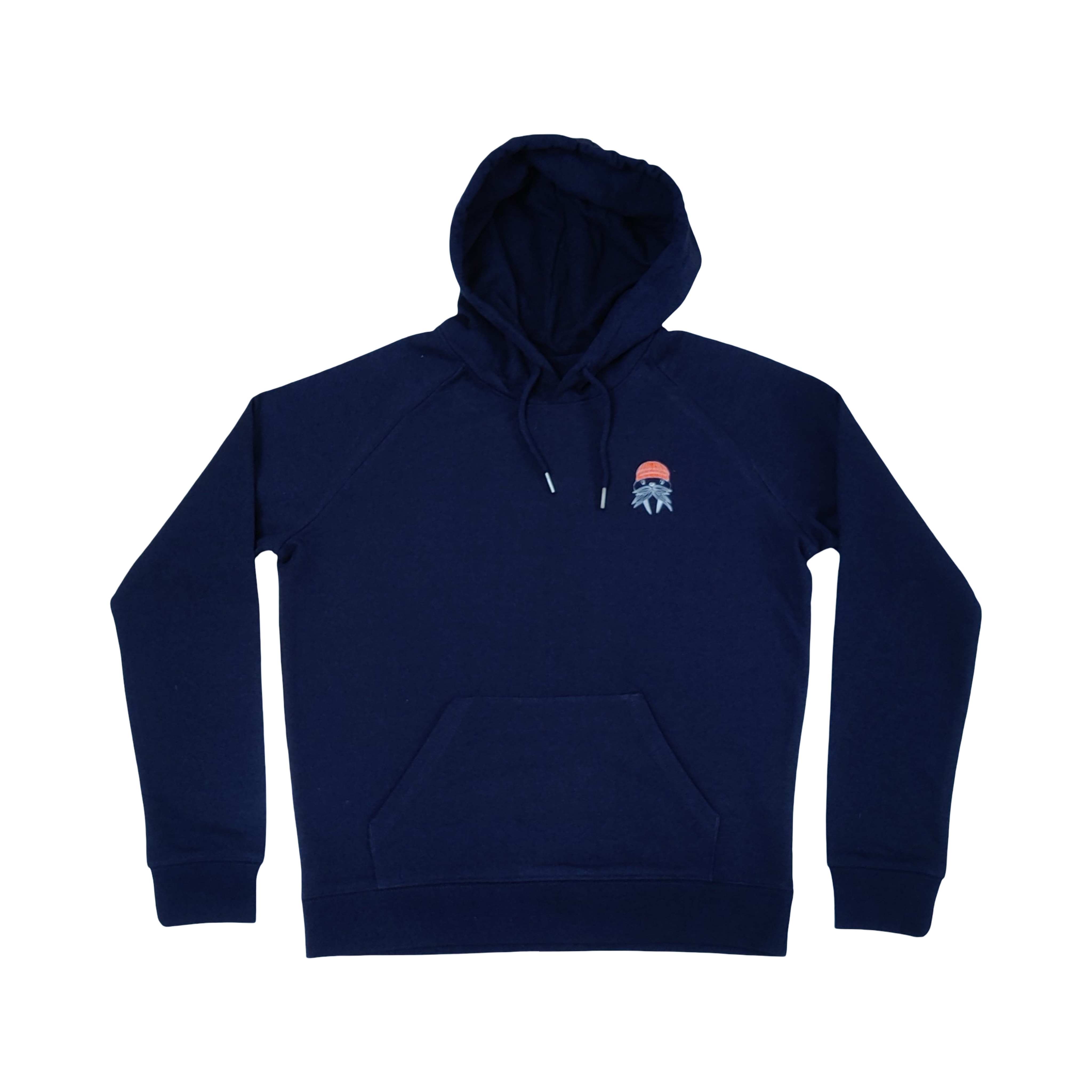 Hipster Walross Stick Kapuzenpulli dunkelblau meliert