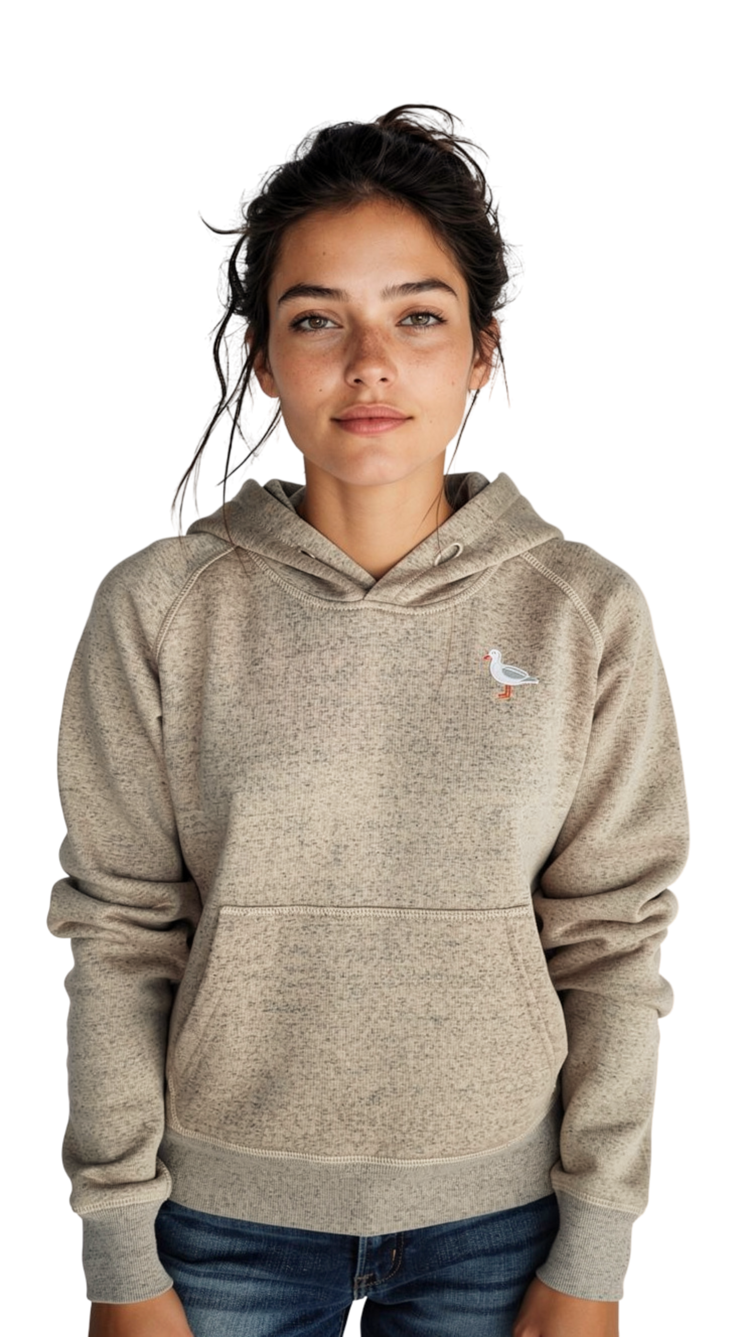 Möwe Stick Kapuzenpulli beige meliert