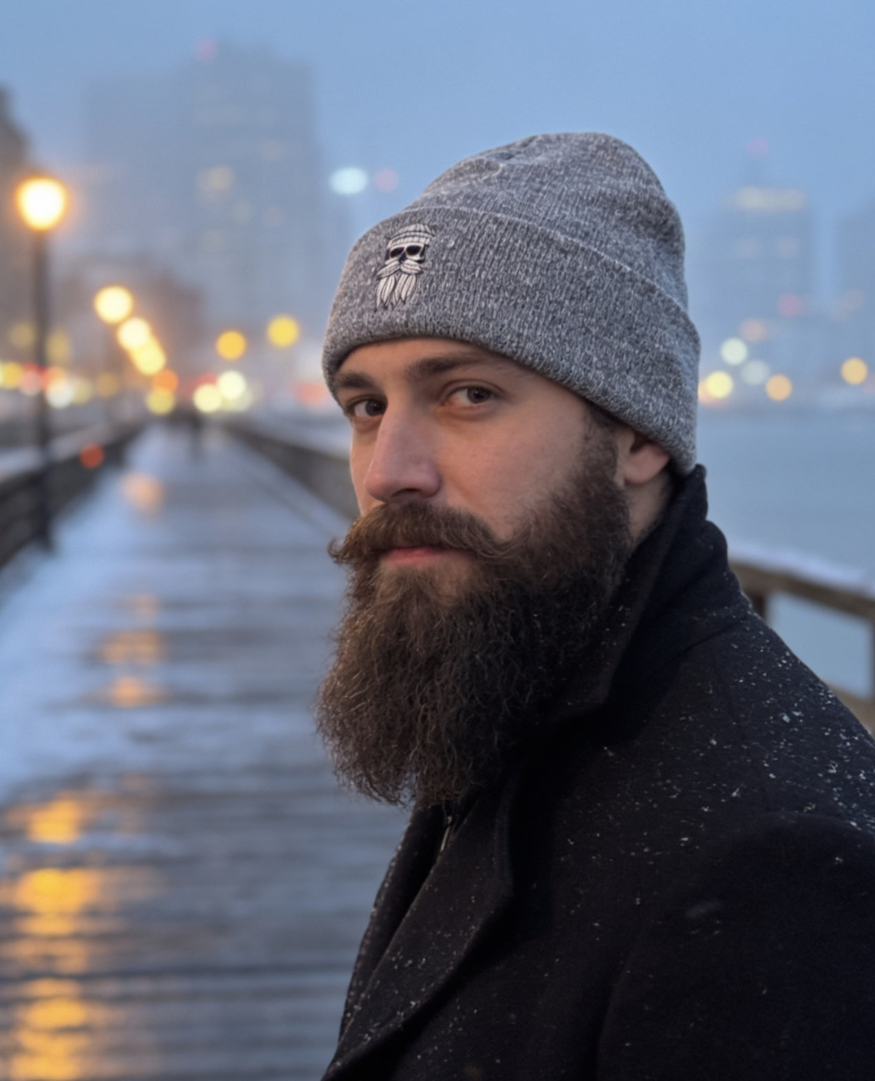 Beanie Rotterdam Hipster Seemann hellgrau melange