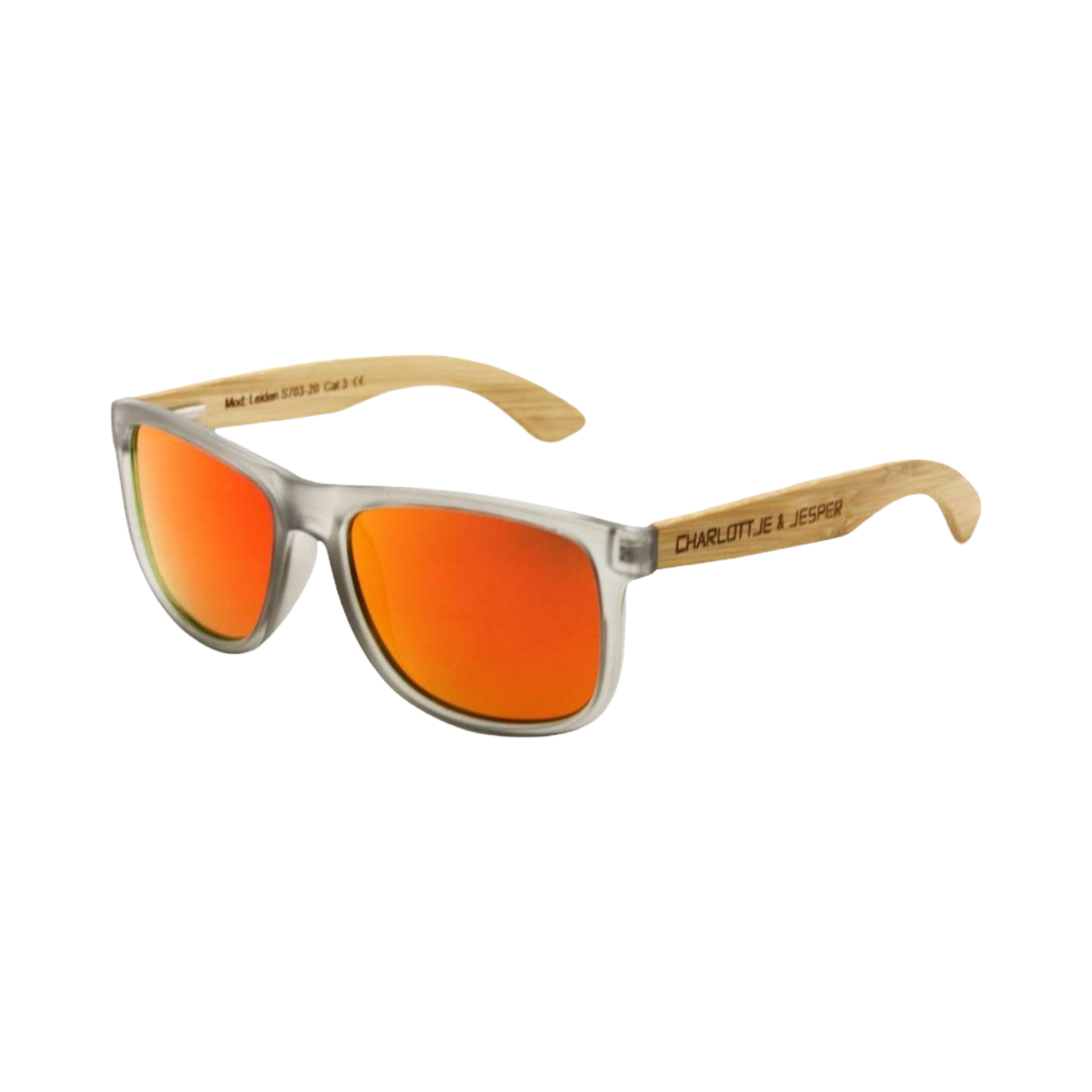 Echtholzbügel Bambus transparent grau rot