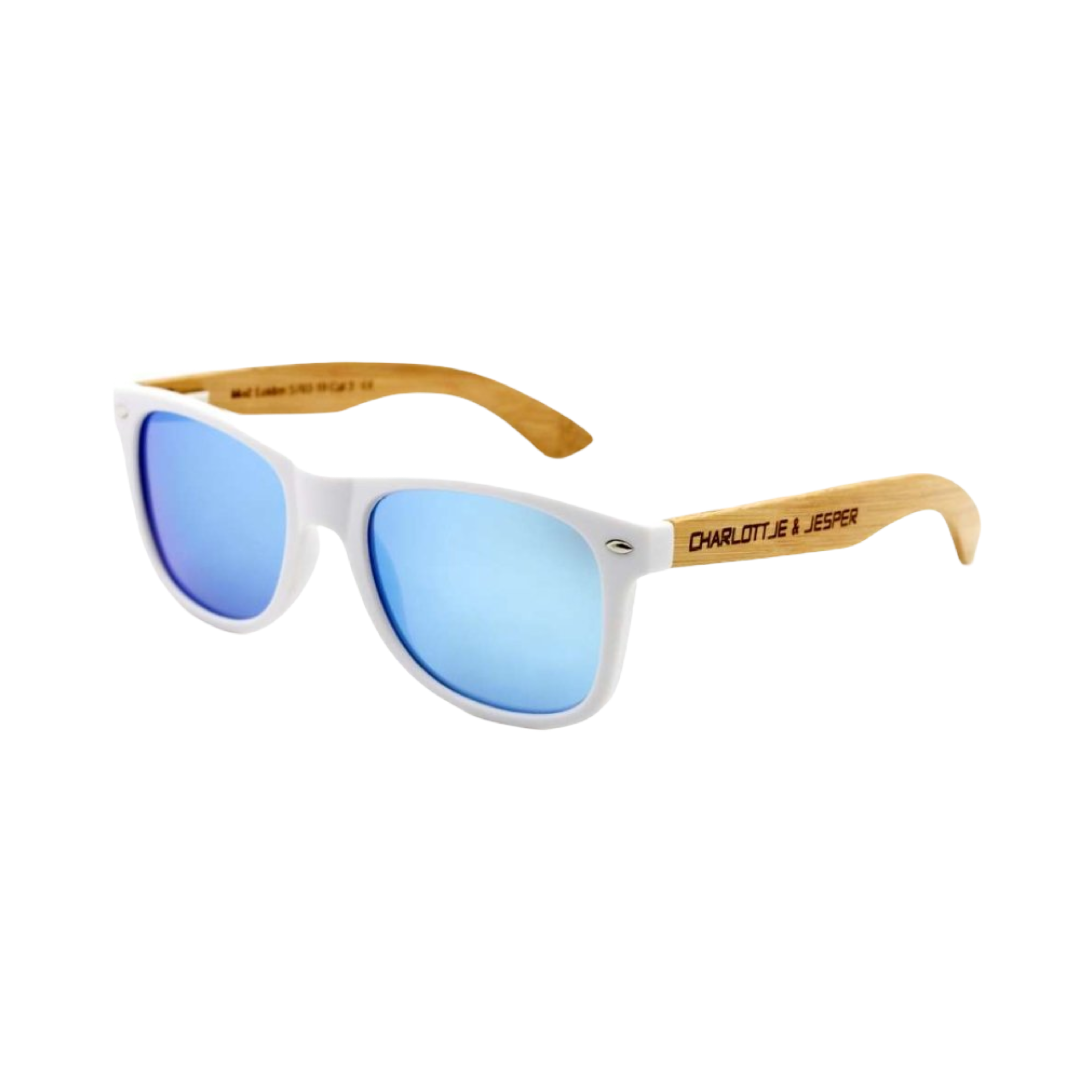 Echtholzbügel Bambus weiß blau