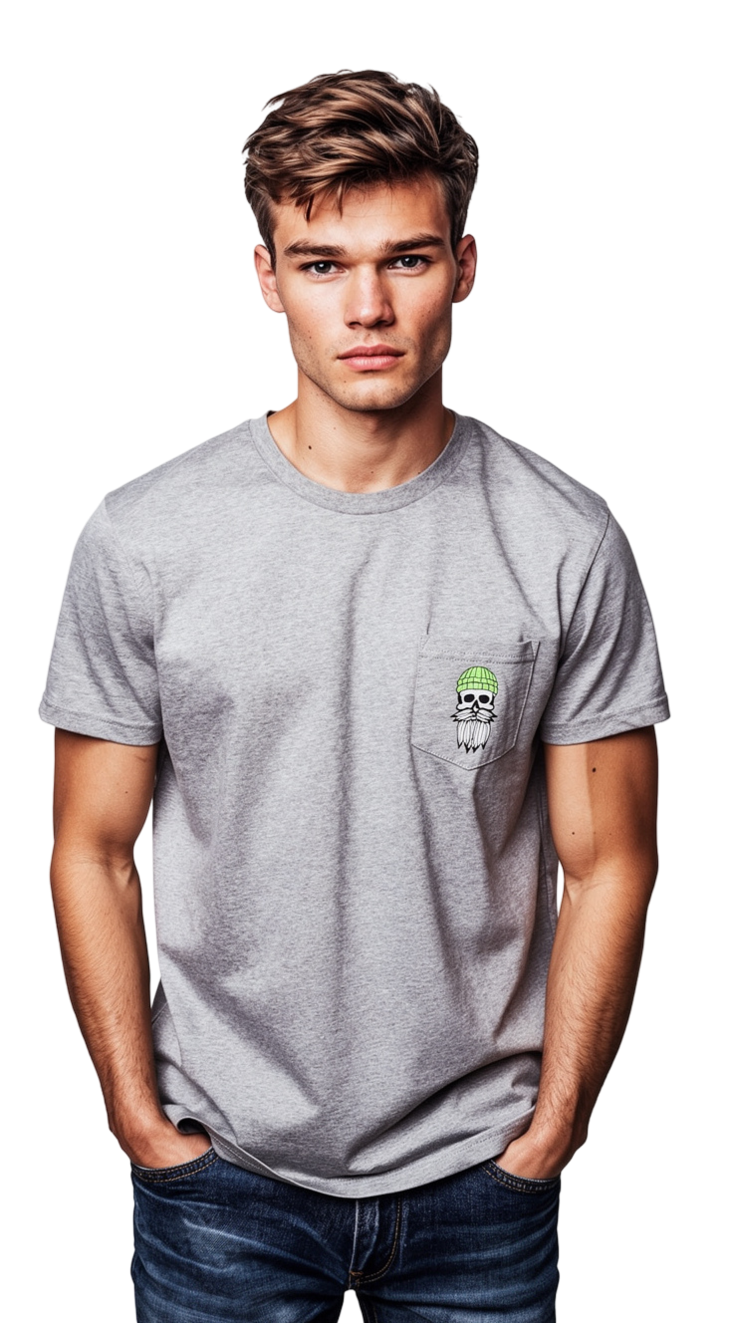 Hipster Seemann Pocket grau meliert
