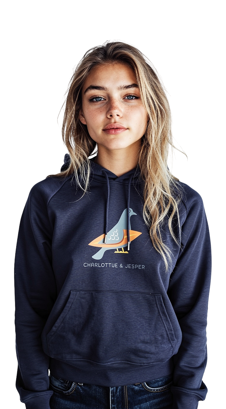 Möwe Surfboard Kapuzenpulli dunkelblau