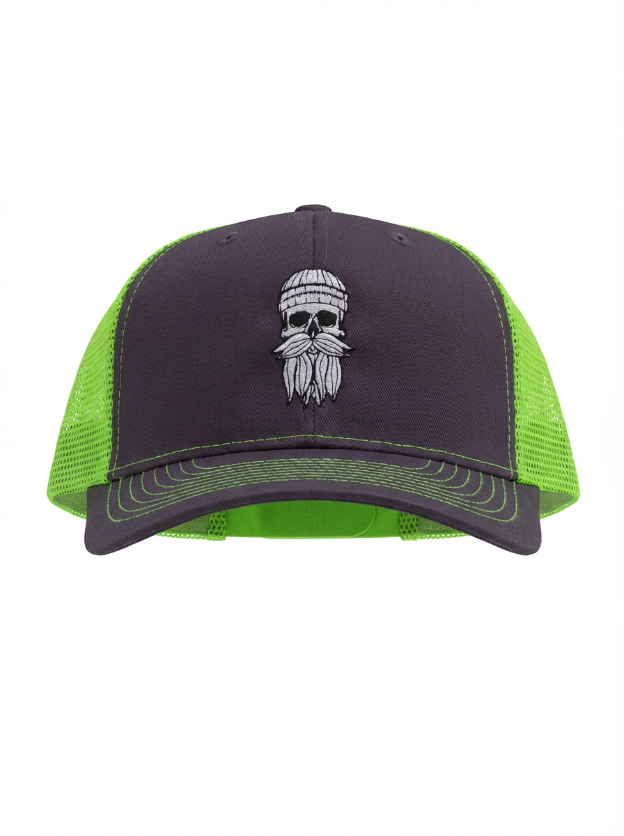 Cap Hipster Seemann dunkelgrau neongrün